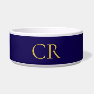 Tigela Azul e Dourado Monograma Moderno Minimalista
