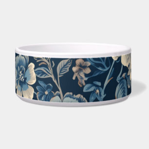 Tigela Azul Marinho Padrão Floral Botânico Vintage