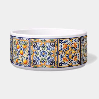 Tigela Azulejo de Arte Folar Floral do Mediterrâneo Azul