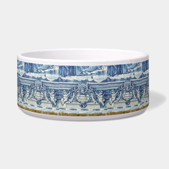 Tigela Azulejos de paredes brancas e azuis portuguesas co (Frente)