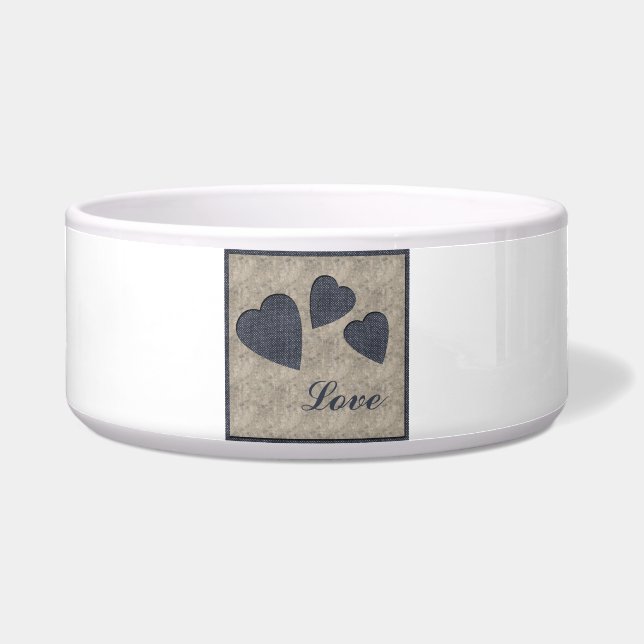 Tigela Bacia azul do amor dos corações (Frente)