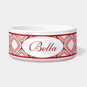Tigela Bacia cerâmica personalizada Ogee vermelha do cã
