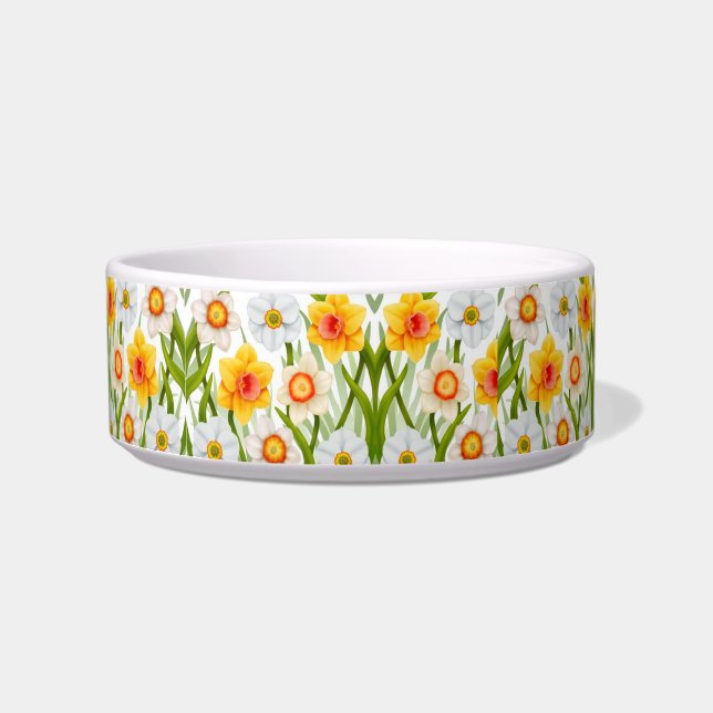 Tigela Bacia do animal de estimação do jardim do Daffodil (Frente)