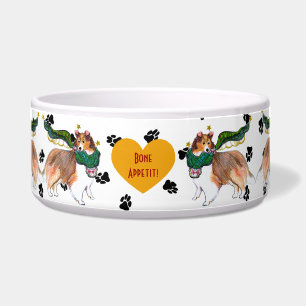Tigela Bacia do cão de Sheltie dos anjos de Gullivers