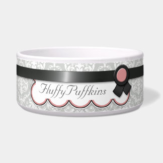 Tigela Bacia malva & cinzenta do cão do damasco do design