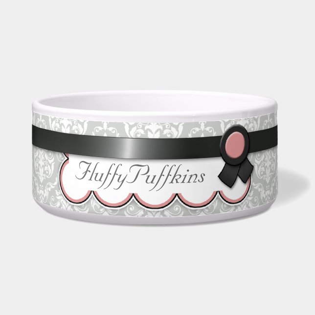 Tigela Bacia malva & cinzenta do cão do damasco do design (Frente)