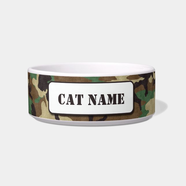 Tigela Bacia personalizada do gato da camuflagem da (Frente)