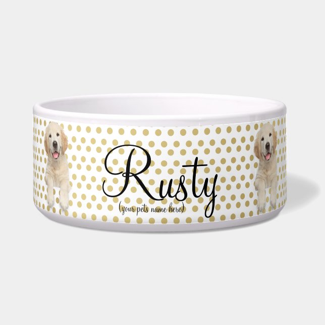 Tigela Bacia personalizada/golden retriever do animal de (Frente)