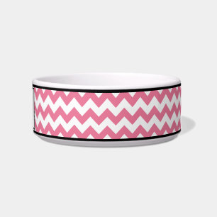 Tigela Bacia personalizada rosa do gato de Chevron