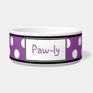Tigela Bacia personalizada roxo do cão das bolinhas