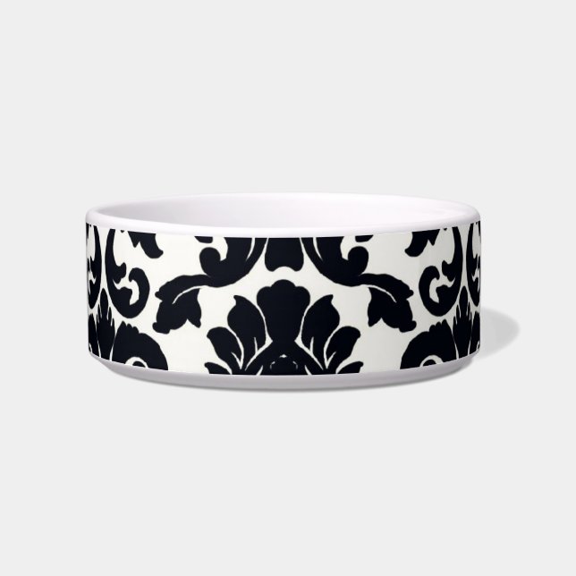 Tigela Bacia preto e branco floral ornamentado do animal (Frente)