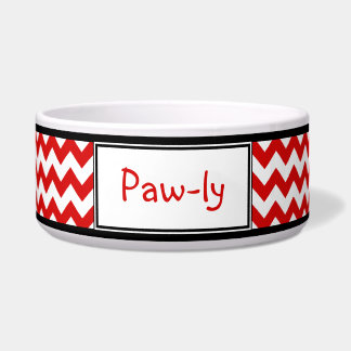Tigela Bacia vermelha & branco personalizada de Chevron