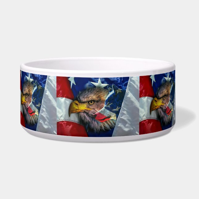 Tigela Bald Eagle Wolf American Flag (Frente)