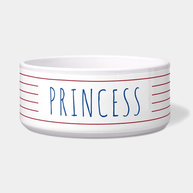 Tigela Bandas náuticas com Pet Azul Branco Vermelho (Frente)