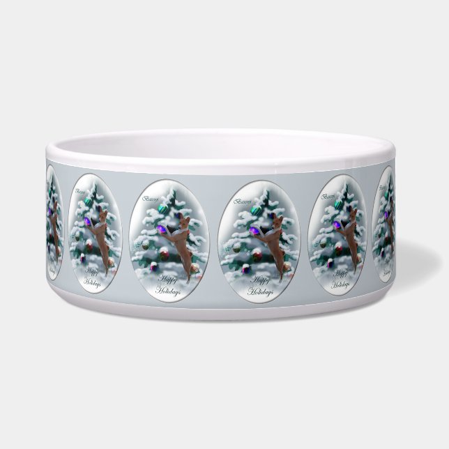 Tigela Basenji Merry Christmas (Frente)