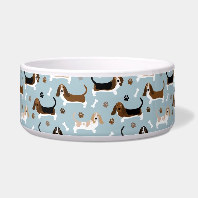 Tigela Basset Hound Dog Bones and Paws Bowl (Frente)