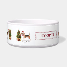 Tigela Beagle Engraçado Cachorro de Natal com Árvore