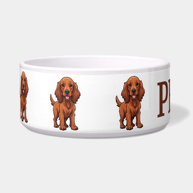 Tigela Bela Cartoon Irish Setter Personalize (Esquerda)