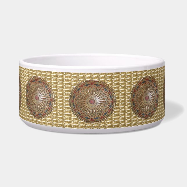 Tigela Bela Morrocon do Dog Bowl em Dourada (Frente)
