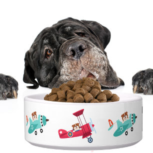 Tigela Belo Cachorro Diversão Aviões Engraçados Peles Ani