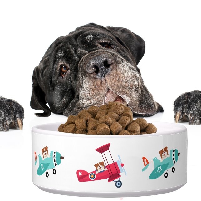 Tigela Belo Cachorro Diversão Aviões Engraçados Peles Ani (Criador carregado)