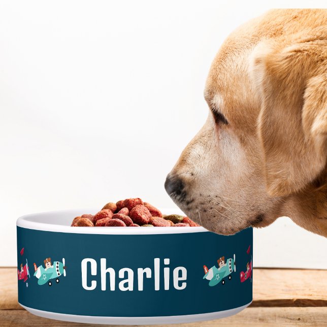 Tigela Belo Cachorro Diversão Aviões Engraçados Peles Ani (Criador carregado)