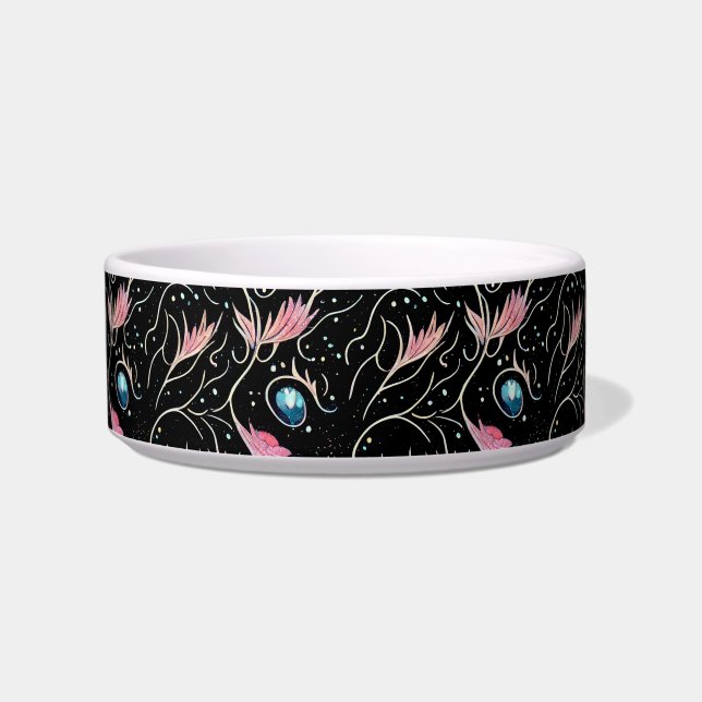 Tigela Belos Flores e Sujeiras PatteCerâmica Pet Bowl (Frente)