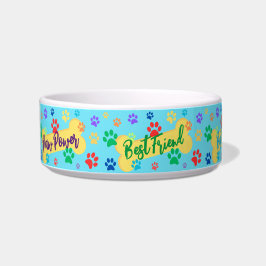 Tigela Best Friend Customizable Paws & Bones Dog Bowl