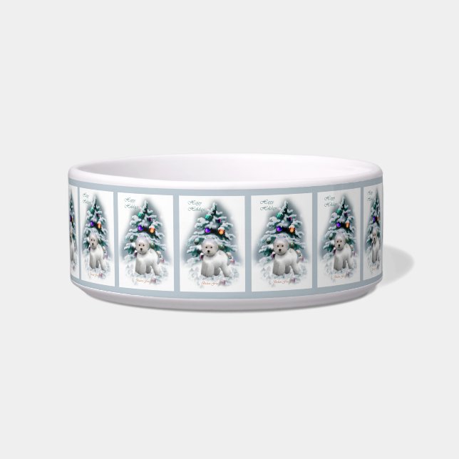 Tigela Bichon Frise Christmas (Frente)