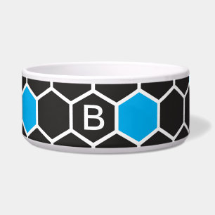 Tigela Bicicleta de Pet Cerâmica de Hexágono Azul Preto