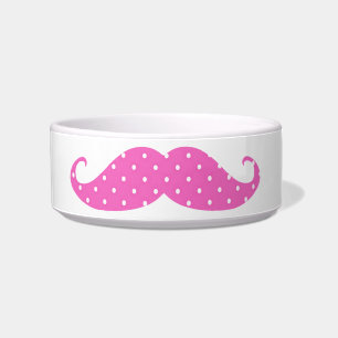 Tigela Bigode feminino engraçado das bolinhas do rosa