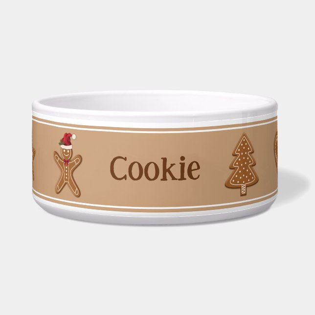 Tigela Biscoitos De Natal De Gengibre Marrom Com Um Nome (Frente)