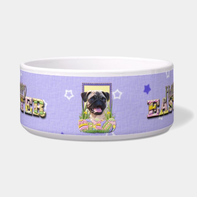 Tigela Biscoitos do ovo da páscoa - Pug (Frente)