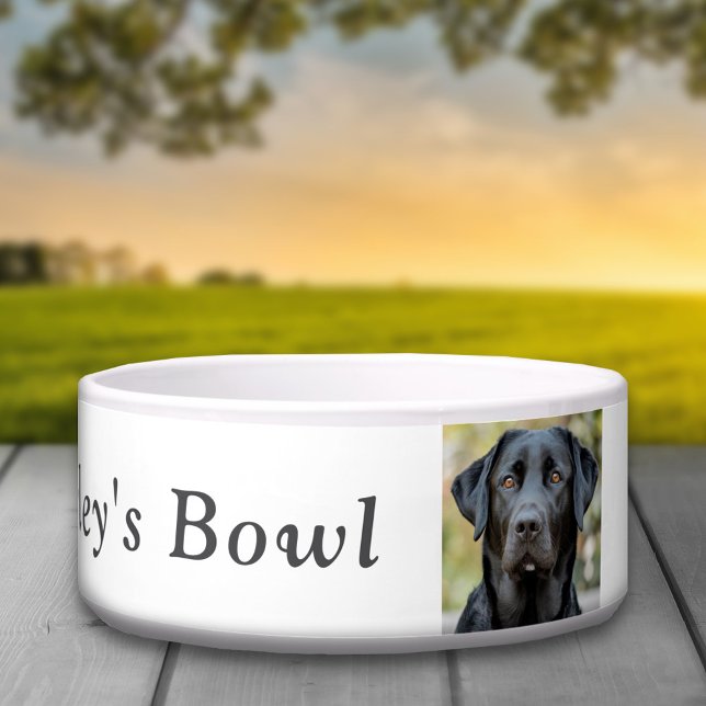 Tigela Black Labrador, Personalizado Branco (Black Labrador, Custom Photo White Bowl)
