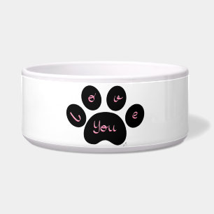 Tigela "Black Pet Paw Print com amor a você"