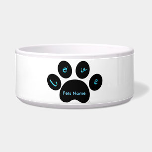 Tigela "Black Pet Paw Print with Love You" - Personalizá