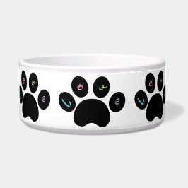 Tigela "Black Pet Paw Print with Love You"- Personalizáve