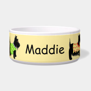 Tigela Black Scottie Terrier Dog Name Personalizado Yello