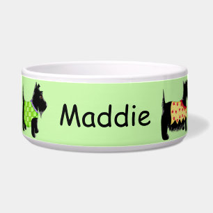 Tigela Black Scottie Terrier Dogs Nome Personalizado Verd