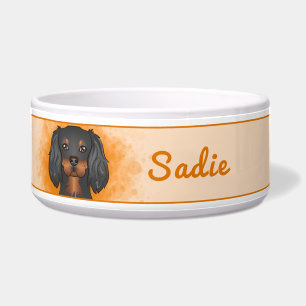 Tigela Black & Tan Cavalier King Charles Dog Em Laranja