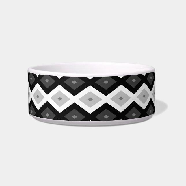 Tigela Black, white and grey diamond pattern (Frente)