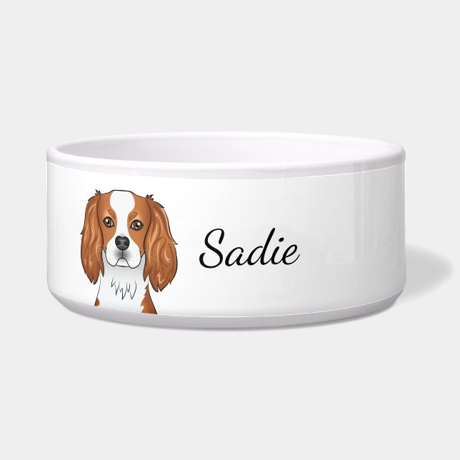 Tigela Blenheim Cavalier King Charles Spaniel & Nome (Frente)