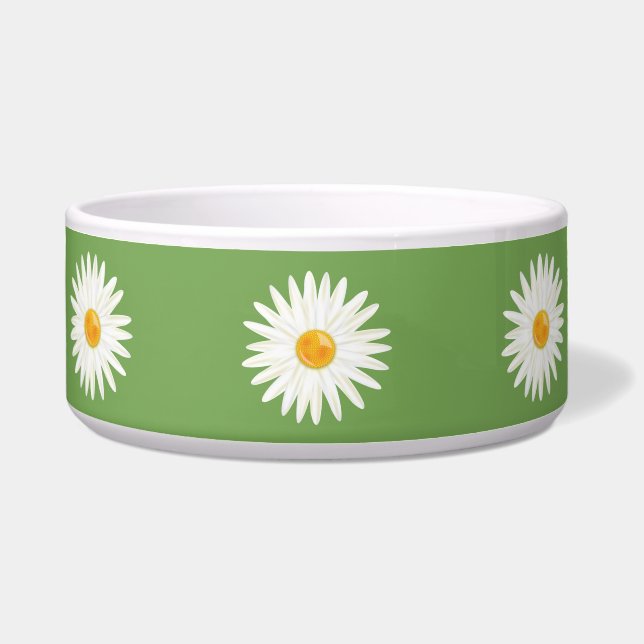 Tigela Blossoming White Floral Daisy Flowers On Green (Frente)
