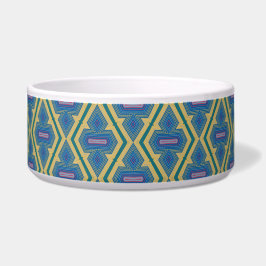 Tigela Blue and Yellow Pattern Ceramic Pet Bowl