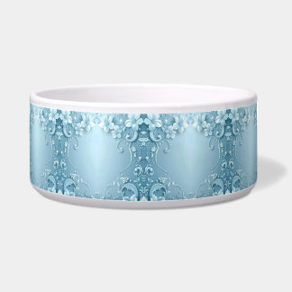 Tigela Blue Decorative Floral Ceramic Pet Bowl