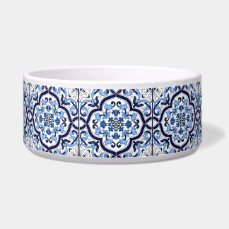 Tigela  Blue Floral Mediterranean Sicilian Pet Bowl