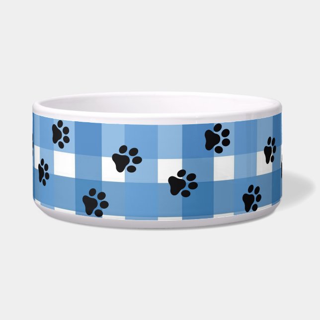 Tigela Blue Gingham Pet Bowl, Chic e Elegante (Frente)