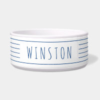 Blue White Strips Modern Farmhouse Cat Bowl
