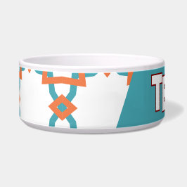 Tigela Boho Laranja e Geométrico em Turquesa