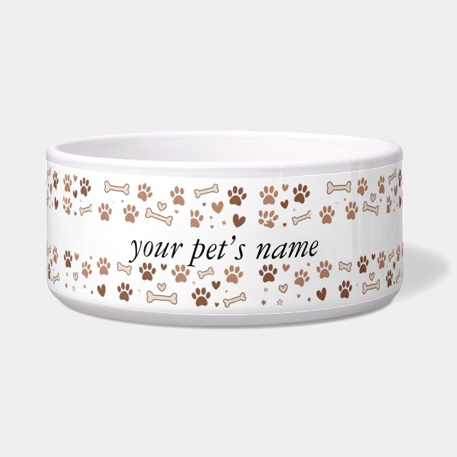 Tigela Boho Personalizado Pet Bowl Cão Personalizado ou C (Frente)